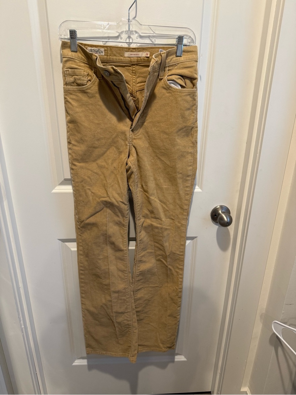 Levi’s Premium Ribcage Boot Corduroy Pants Tan Size 26